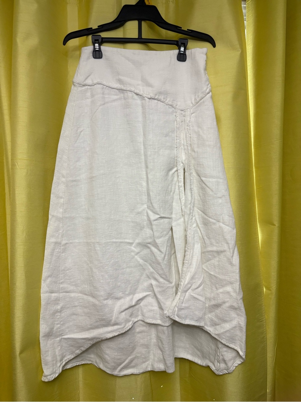 Women's White High-Low Linen Blend Skirt